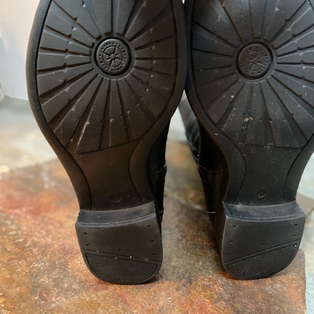 Bussola~Black Leather Riding Boots~Expandable Elastic @ Calf~Size 38-EUR/7.5-US - Picture 8 of 11